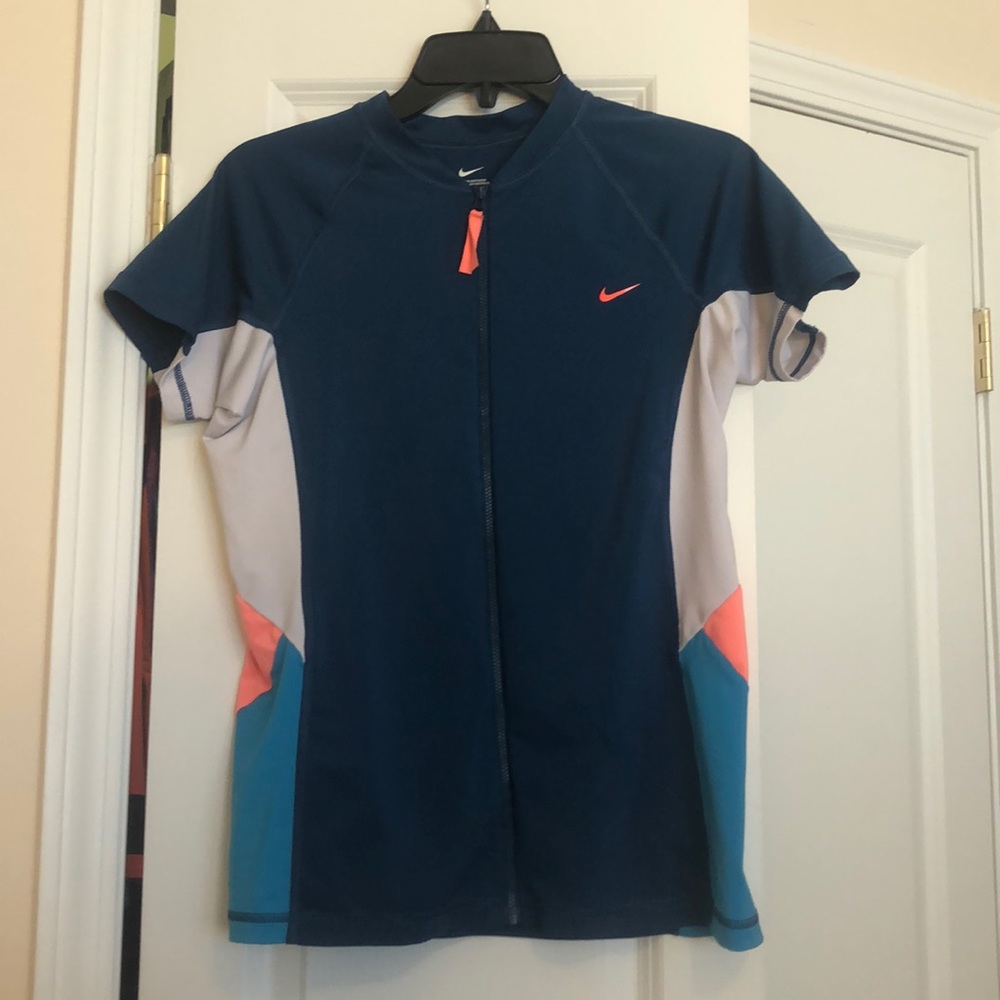 Nike multi colored zipped rash guard size L